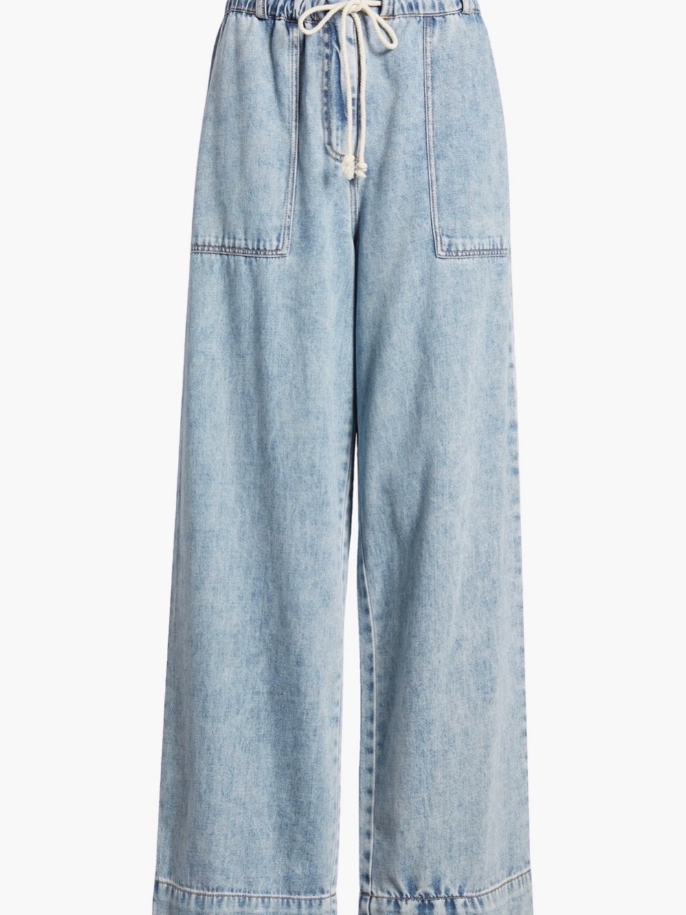 Rails Wide Leg Jeans Light Wash Drawstring Waist Size L Like New